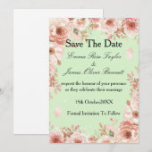 Anpassbare Florale rosa Rosen Save-the-Date-Karten Einladung (Vorne/Hinten)