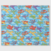 Anpassbare Flugzeuge und Wolken Geschenkpapier (Flach)