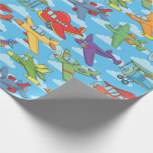 Anpassbare Flugzeuge und Wolken Geschenkpapier (Ecke)