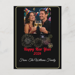 Anpassbare Foto-Feuerwerk Frohes Neues Jahr Postkarte