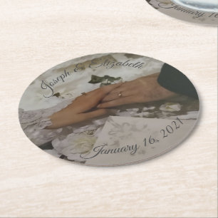 Anpassbare Foto-Gastgeschenke Hochzeiten Runder Pappuntersetzer
