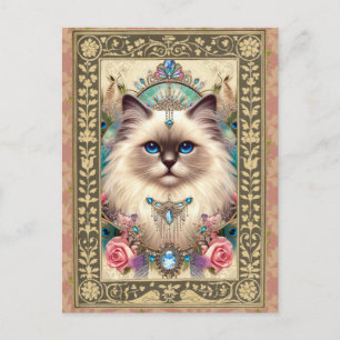 Anpassbare Fotopostkarte Ragdoll-Katze Vintage Postkarte