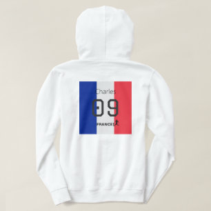 Anpassbare Frankreich-Flagge-Fußball-Personalisier Hoodie