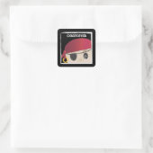 Anpassbare Friendly-Pirate-Aufkleber Quadratischer Aufkleber (Tasche)