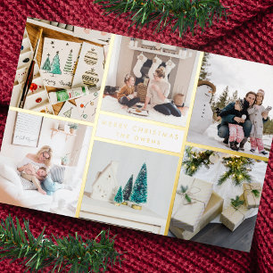 Anpassbare Frohe Weihnachten Sechs Foto-Linien Folien Feiertagskarte