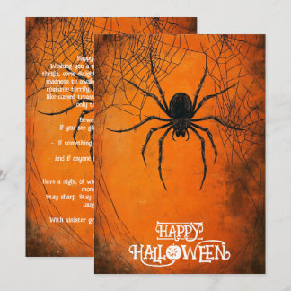 Anpassbare Frohes Halloween-Spinnennetz-Karte Einladung