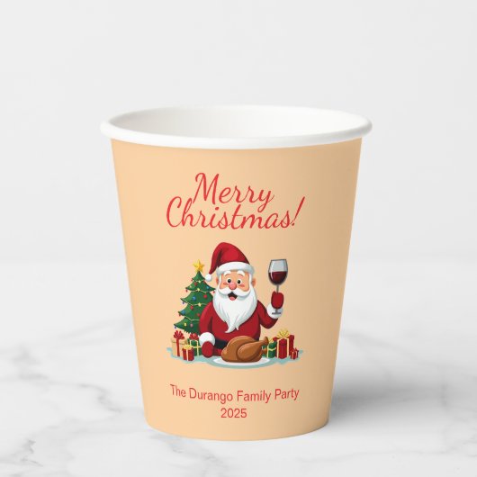 Anpassbare fröhliche Weihnachtsmann-Weihnachtsfeie Pappbecher (Vorderseite)