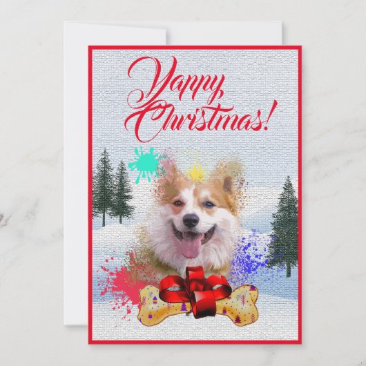 Anpassbare Funny Corgi Dog Yappy Xmas Card Ankündigung (Vorderseite)