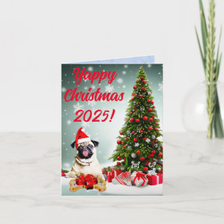 Anpassbare Funny Mops Hund Yappy Xmas Card Karte