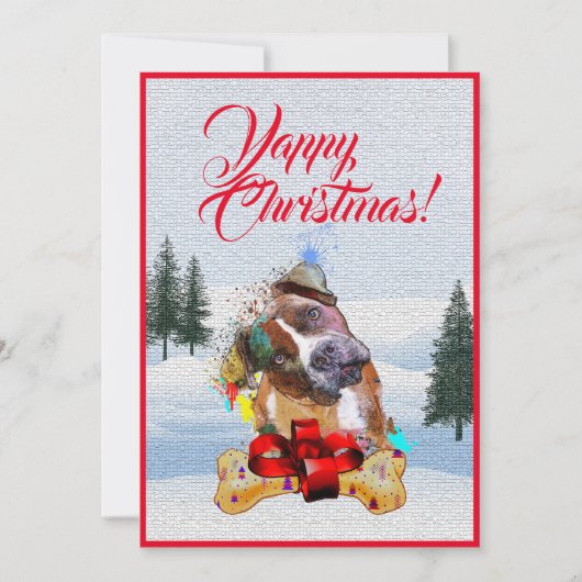 Anpassbare Funny Pittie Dog Weihnachtskarte Ankündigung (Vorderseite)