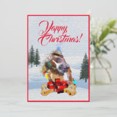 Anpassbare Funny Pittie Dog Weihnachtskarte Ankündigung (Stehend Vorderseite)