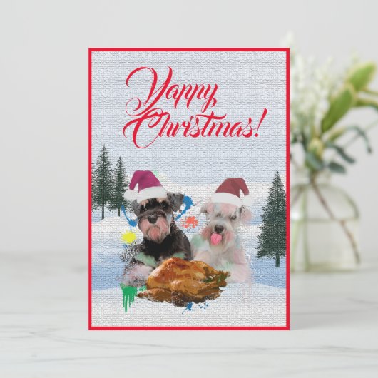 Anpassbare Funny Schnauzer Weihnachtskarte Ankündigung (Stehend Vorderseite)