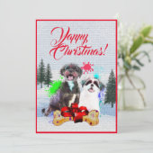 Anpassbare Funny Shih Tzu Dog Weihnachtskarte Ankündigung (Stehend Vorderseite)