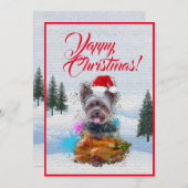 Anpassbare Funny Yorkie Dog Yappy Weihnachtskarte Ankündigung (Vorne/Hinten)