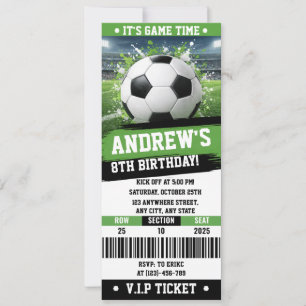 Anpassbare Fußball-Druckticket-Geburtstagsfeier Einladung