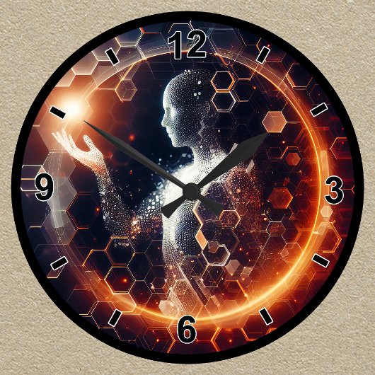anpassbare Futuristische Digital Hexagonal Aura Runde Wanduhr