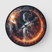 anpassbare Futuristische Digital Hexagonal Aura Runde Wanduhr (Vorderseite)