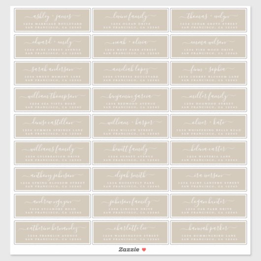 Anpassbare Gästeschriften für Hochzeiten Aufkleber (Blatt)