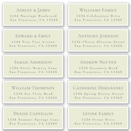 Anpassbare Gästeschriften für Hochzeiten Aufkleber (Vorderseite)