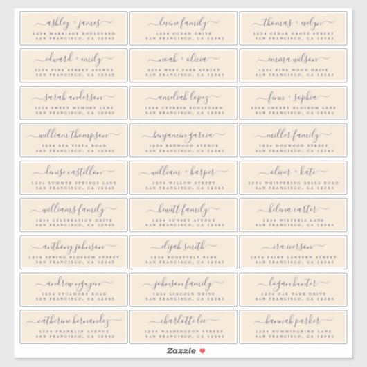 Anpassbare Gästeschriften für Hochzeiten Aufkleber (Blatt)