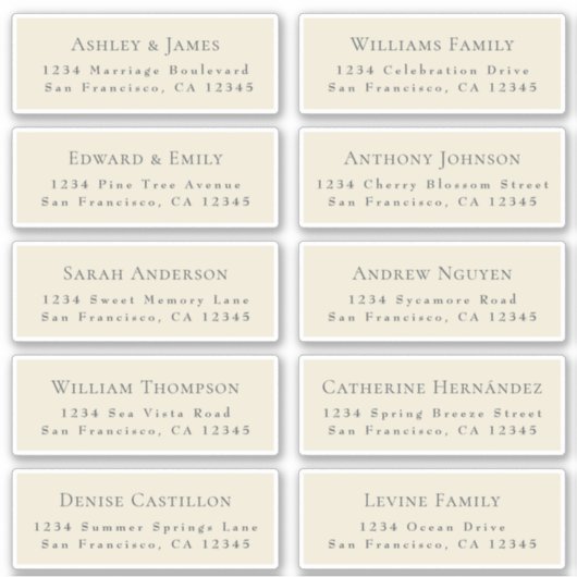 Anpassbare Gästeschriften für Hochzeiten Aufkleber (Vorderseite)