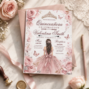 Anpassbare Geburtstagseinladung für Quinceañera Einladung