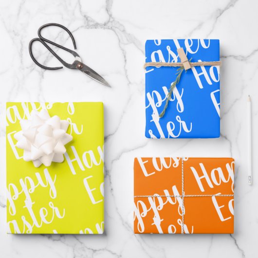 Anpassbare gelbe Orange Blue Happy Oaster Geschenkpapier Set (Vorderseite)