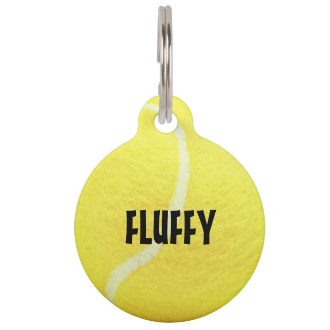 Anpassbare gelbe Tennisball Haustiermarke (Vorderseite)