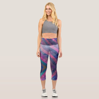 Anpassbare geometrische Caprihosen mit hoher Taill Capri Leggings