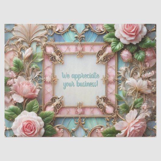 Anpassbare Gerahmte Rose Gewebspapier Seidenpapier (Vorderseite)