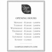 Anpassbare Geschäftszeiten für Logos und Texte Aufkleber (Vorderseite)