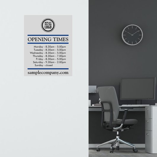 Anpassbare Geschäftszeiten für Logos und Texte Aufkleber
