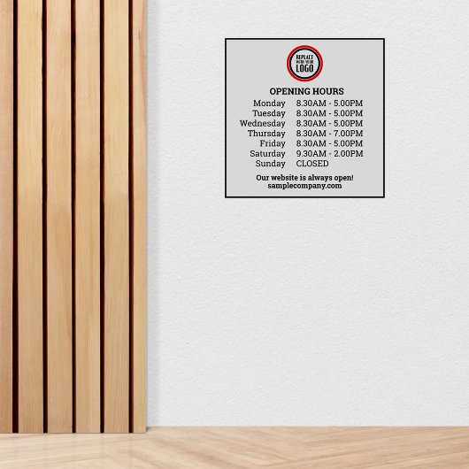 Anpassbare Geschäftszeiten für Logos und Texte Aufkleber