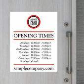 Anpassbare Geschäftszeiten für Logos und Texte Aufkleber