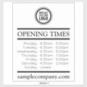 Anpassbare Geschäftszeiten für Logos und Texte Aufkleber (Blatt)