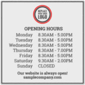Anpassbare Geschäftszeiten für Logos und Texte Aufkleber (Vorderseite)