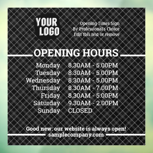 Anpassbare Geschäftszeiten für Logos und Texte Fensteraufkleber (Blatt 3)