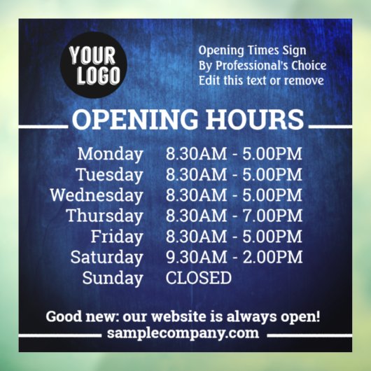 Anpassbare Geschäftszeiten für Logos und Texte Fensteraufkleber (Blatt 3)