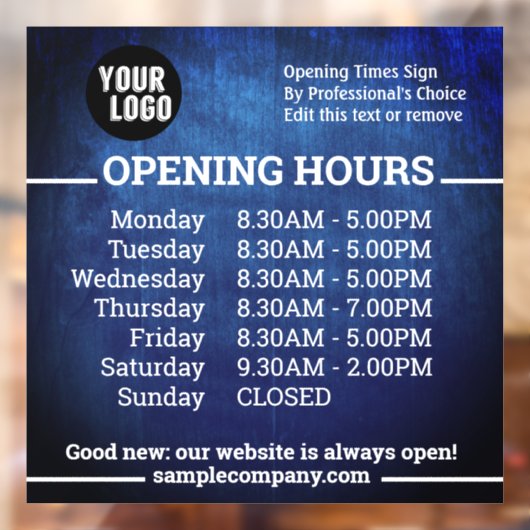 Anpassbare Geschäftszeiten für Logos und Texte Fensteraufkleber (Blatt 2)