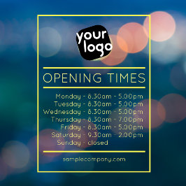Anpassbare Geschäftszeiten für Logos und Texte Fensteraufkleber