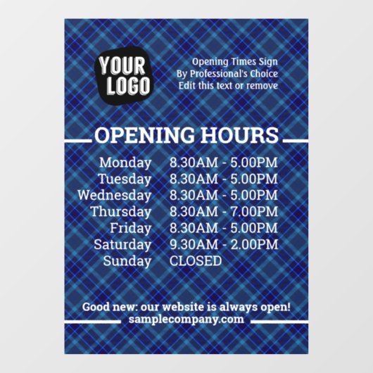 Anpassbare Geschäftszeiten für Logos und Texte Fensteraufkleber (Blatt)