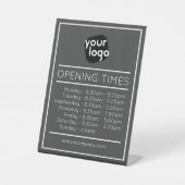 Anpassbare Geschäftszeiten für Logos und Texte Sockelschild (Vorderseite)