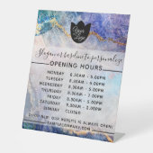 Anpassbare Geschäftszeiten für Logos und Texte Sockelschild (Vorderseite)