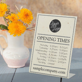 Anpassbare Geschäftszeiten für Logos und Texte Sockelschild