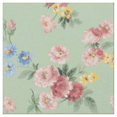 Anpassbare Girl Pastel Blüte, grüner Hintergrund Stoff (Nahaufnahme)