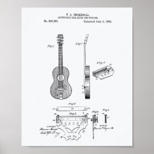 Anpassbare Gitarren 1893 Weißbuch zum Thema Patent Poster