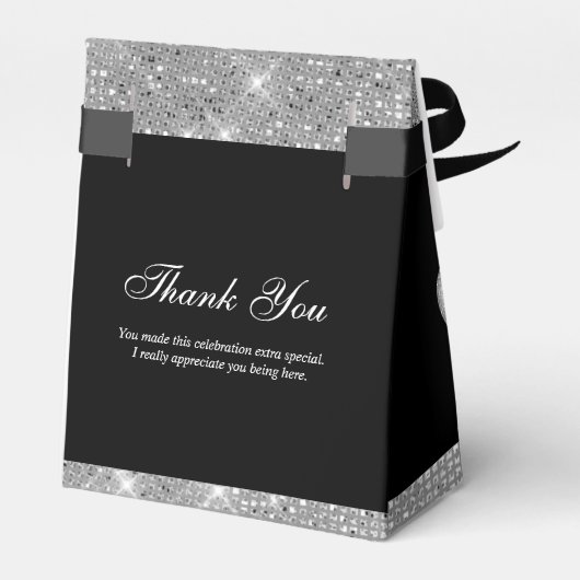 Anpassbare Glam Black and Silver Fevor Box Geschenkschachtel (Rückseite)