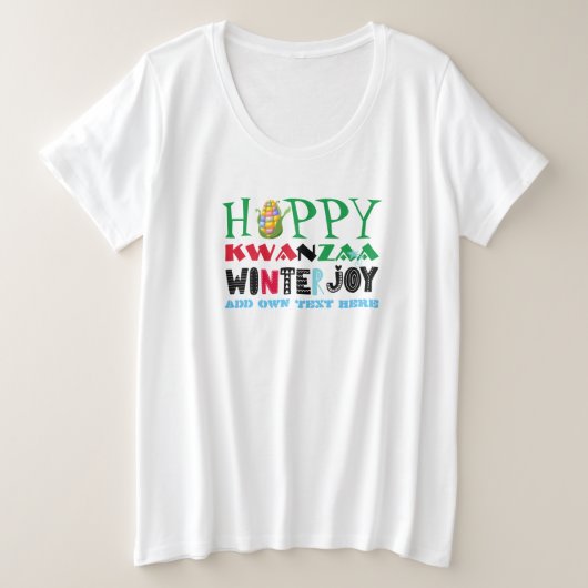 Anpassbare glückliche KWANZA Winter JOY Große Größe T-Shirt (Design vorne)