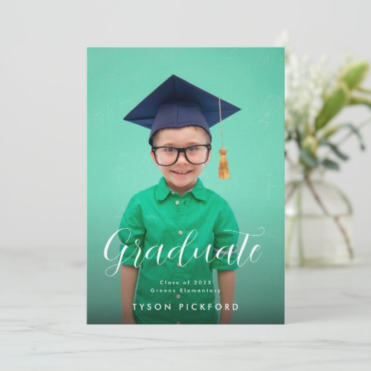 Anpassbare Glückwunsch Grundschule für Foto Ankündigung (Stehend Vorderseite)