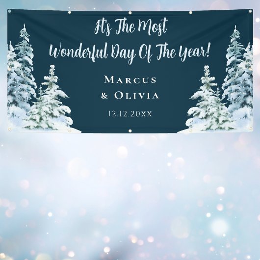 Anpassbare Glückwünsche Winterhochzeit Banner